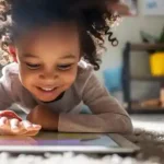 کودکان مبتلا به اوتیسم مجازی کودکی که با تبلت بازی می کند.